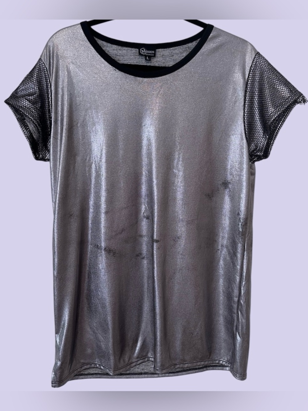 Y2k mission Los Angeles silver space rave tshirt mini dress